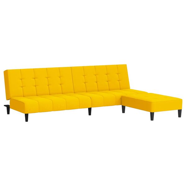 vidaXL Dvivietė sofa-lova su pakoja, geltonos spalvos, aksomas