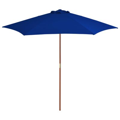 vidaXL Lauko skėtis su mediniu stulpu, mėlynos spalvos, 270cm