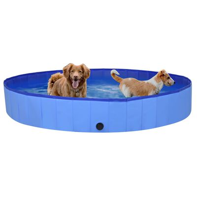 vidaXL Sulankstomas baseinas šunims, mėlynos spalvos, 200x30cm, PVC