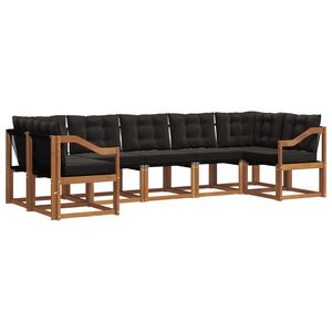 vidaXL Lauko sofos komplektas su pagalve 7 pcs Natūrali ir juoda