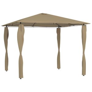 vidaXL Pavėsinė su stulpų uždangalais, taupe, 3x3x2,6m, 160g/m&sup2;