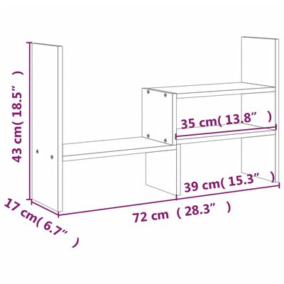vidaXL Monitoriaus stovas, baltas, (39–72)x17x43cm, pušies masyvas
