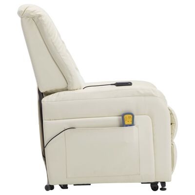 vidaXL Elektrinis masažinis TV krėslas, kreminis, dirbtinė oda
