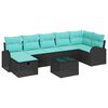 vidaXL Sodo Sofų Rinkinys su pagalve 8 pcs Juoda Poli ratanas