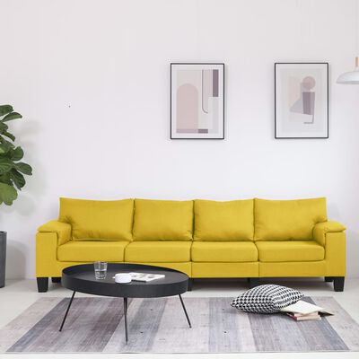 vidaXL Keturvietė sofa, geltonos spalvos, audinys