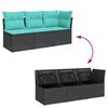 vidaXL Sodo sofa su pagalve Juoda 172 x 62 x 69 cm Poli ratanas