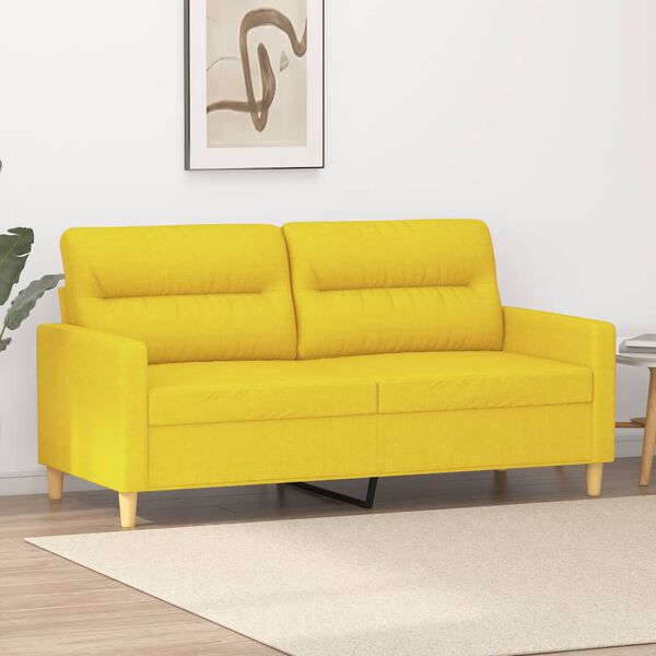 vidaXL Dvivietė sofa, &scaron;viesiai geltonos spalvos, 140cm, audinys