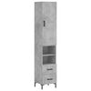 vidaXL Komoda, betono pilkos spalvos, 34,5x34x180cm, apdirbta mediena