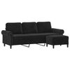 vidaXL Trivietė sofa su pakoja, juodos spalvos, 180cm, aksomas