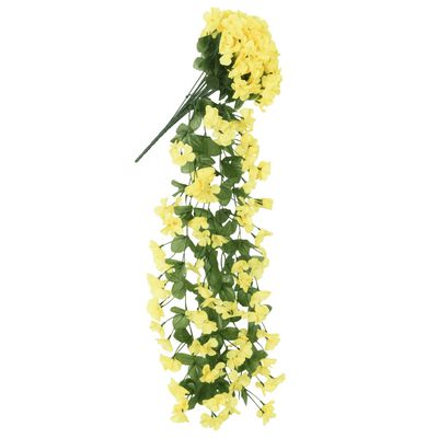 vidaXL Dirbtinių gėlių girliandos, 3vnt., geltonos spalvos, 85cm