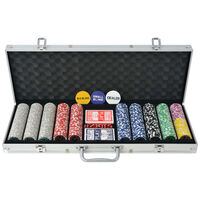 vidaXL Pokerio rinkinys su 500 žetonų su vertėmis, aliuminis