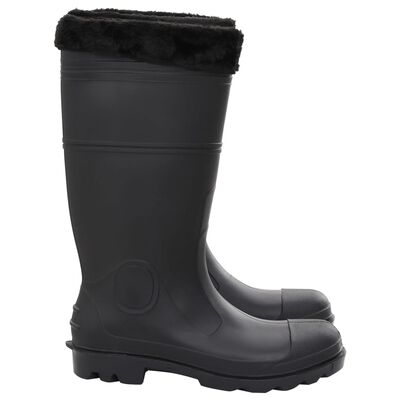 vidaXL Guminiai batai su išimamomis kojinėmis, juodi, PVC, 46 dydžio