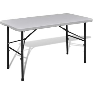 vidaXL Sulankstomas sodo stalas, baltos spalvos, 122cm, HDPE