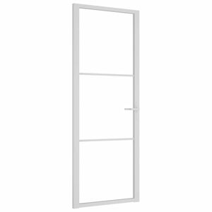 vidaXL Vidaus durys, baltos, 76x201,5cm, ESG stiklas ir aliuminis