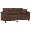 vidaXL Dvivietė sofa su pagalvėmis, ruda, 140cm, dirbtinė oda