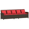 vidaXL Sodo sofa, 5 vietų, su pagalvėlėmis, ruda, poliratanas