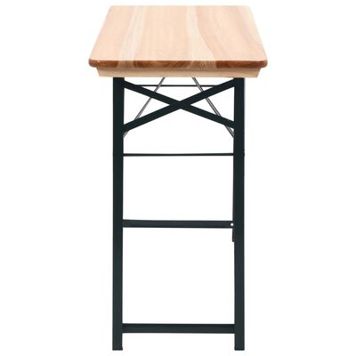 vidaXL Sulankstomas alaus stalas su 2 suoliukais, 118 cm, eglės mediena