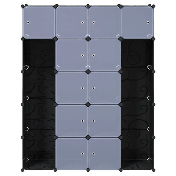 vidaXL Modulinė spinta, 14 skyrių, juoda/balta, 37x146x180,5cm