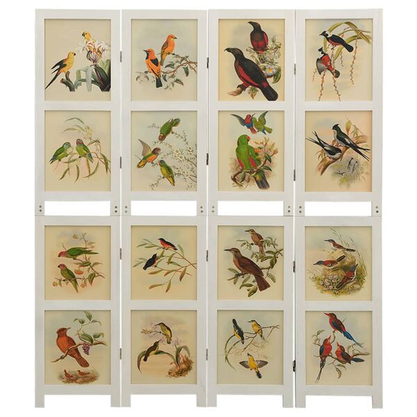 vidaXL Kambario pertvara, 4 dalių, balta, 140x165cm, paulovnija