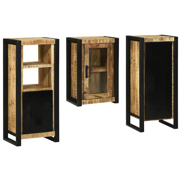 vidaXL Vonios baldų rinkinys su lentyna 3 pcs Ruda Kietas mango medis