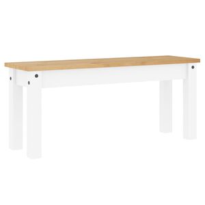vidaXL Valgomojo suoliukas PANAMA, baltas, 105x30x45cm, pu&scaron;ies masyvas