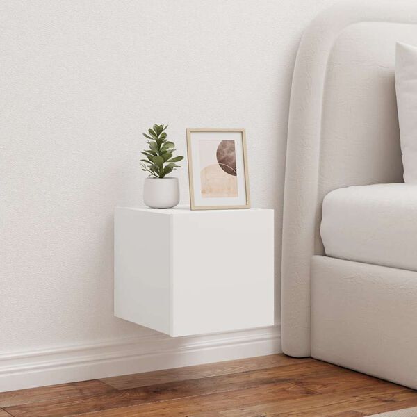 vidaXL Sieninės TV spintelės su LED, 2vnt., baltos, 30,5x35x30cm