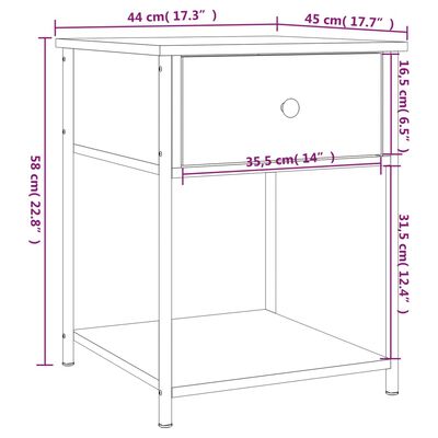 vidaXL Naktiniai staliukai, 2vnt., juodi, 44x45x58cm, apdirbta mediena