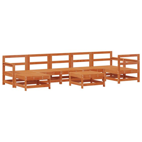 vidaXL Sodo poilsio komplektas 8 pcs Va&scaron;ko Ruda Tvirtas pu&scaron;ies medis