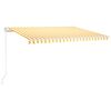 vidaXL Rankiniu būdu i&scaron;traukiama markizė, geltona ir balta, 450x350cm