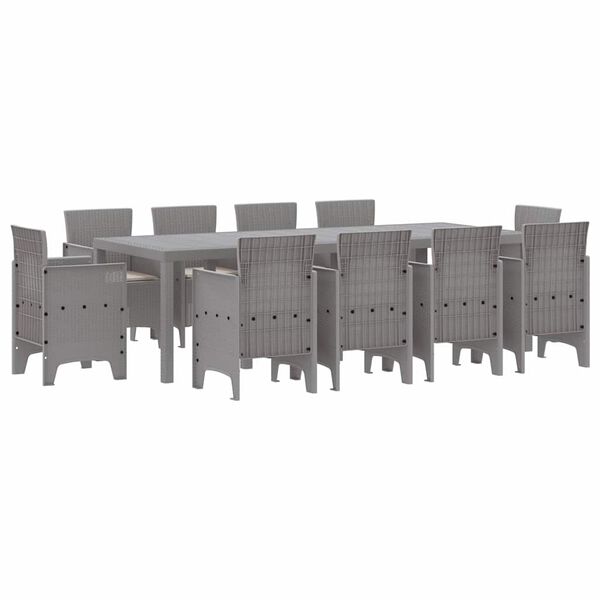 vidaXL Sodo valgomojo komplektas 11 pcs &Scaron;viesiai pilka Polipropilenas