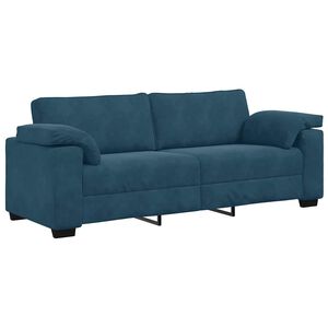vidaXL Trivietė sofa, mėlyna, 220x77x82 cm, aksomas