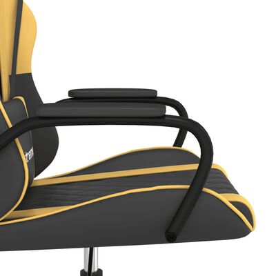 vidaXL Masažinė žaidimų kėdė, juodos ir auksinės spalvos, dirbtinė oda