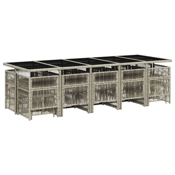 vidaXL Sodo komplektas su pagalvėlėmis, 15 dalių, pilkas, poliratanas