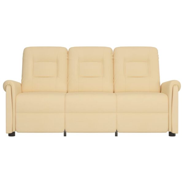 vidaXL Trivietis atlošiamas masažinis krėslas, kreminis, audinys