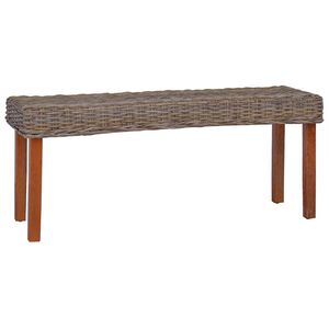 vidaXL Suoliukas, 110cm, natūralus Kubu ratanas ir raudonmedžio masyvas