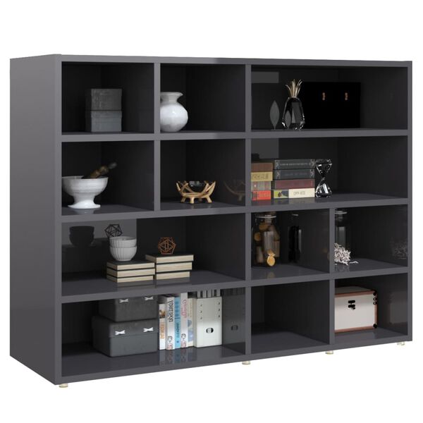 vidaXL &Scaron;oninė spintelė, pilkos spalvos, 97x32x72cm, MDP, blizgi