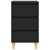 vidaXL Naktinė spintelė su medinėmis kojelėmis, juoda, 40x35x69cm