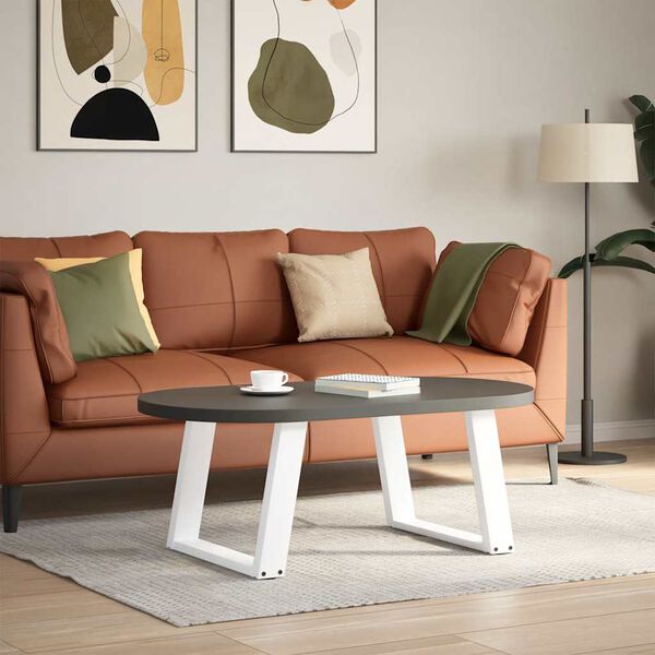 vidaXL Kavos staliuko kojelės, 2 vnt., baltos, 60x(42-43) cm, plienas, U formos