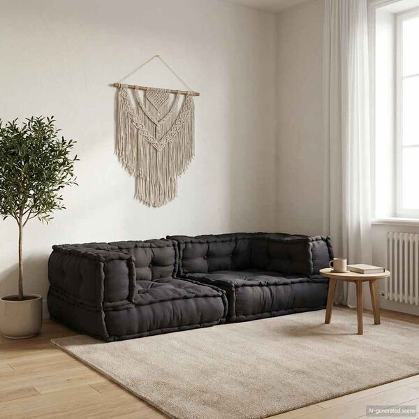 vidaXL Dvivietė modulinė sofa, antracito spalvos, 140x70x36, audinys
