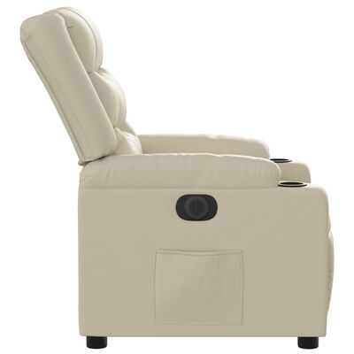vidaXL Elektrinis atlošiamas krėslas, kreminės spalvos, dirbtinė oda