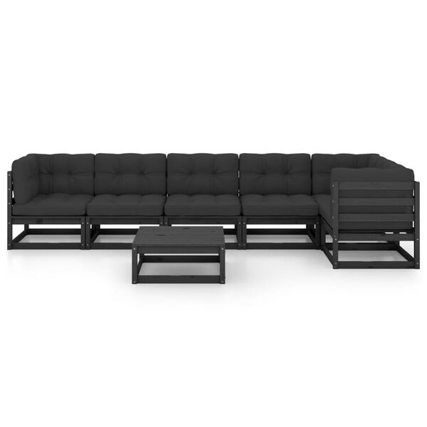 vidaXL Sodo komplektas su pagalvėlėmis, 7 dalių, pu&scaron;ies masyvas