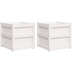 vidaXL Sodo loveliai, 2vnt., baltos spalvos, pu&scaron;ies medienos masyvas