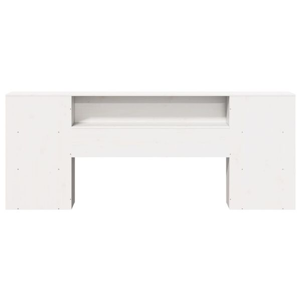 vidaXL Galvūgalis su daiktų laikymo vieta, baltas, 180cm, pu&scaron;is