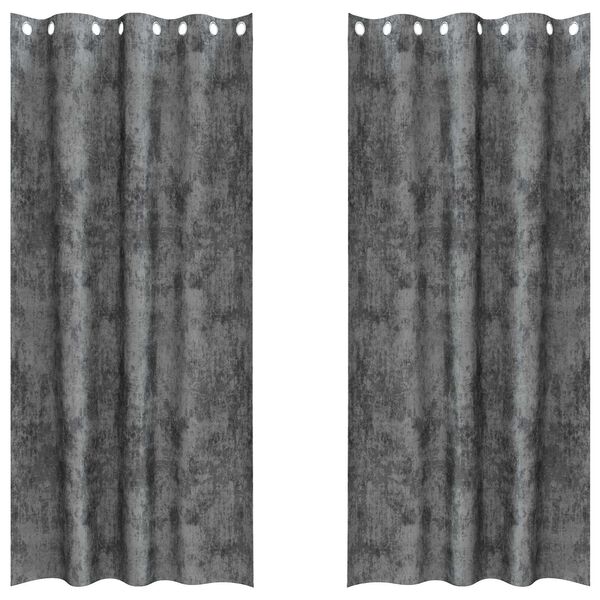 vidaXL Aksominio tipo užuolaidos 2 pcs Pilka 260 x 140 cm Aksomas