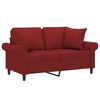 vidaXL Dvivietė sofa su pagalvėmis, raudonojo vyno, 120cm, audinys