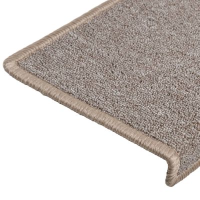 vidaXL Laiptų kilimėliai, 15vnt., šviesiai rudos spalvos, 65x21x4 cm