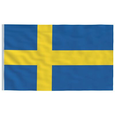 vidaXL Švedijos vėliava su stiebu, aliuminis, 4m