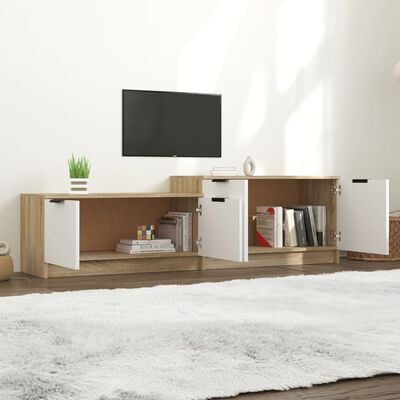 vidaXL Televizoriaus spintelė, balta/ąžuolo, 158,5x36x45cm, mediena