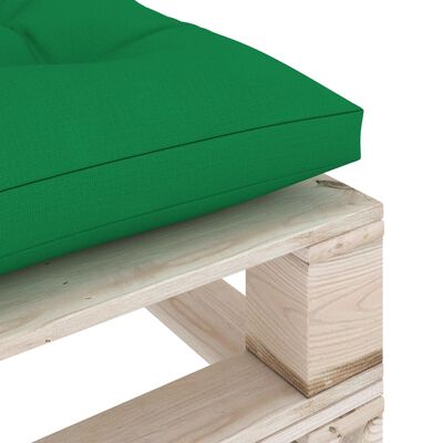 vidaXL Sodo otomanė iš paletės su žalia pagalvėle, pušies mediena