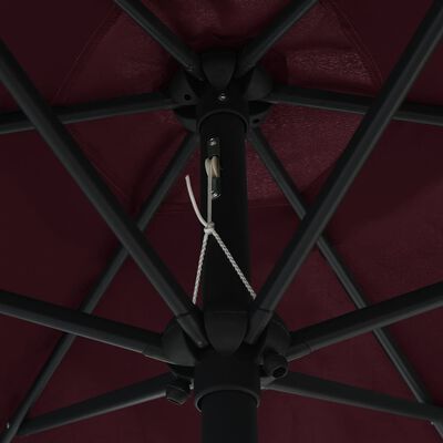 vidaXL Lauko skėtis su aliuminio stulpu, tamsiai raudonas, 270x246cm